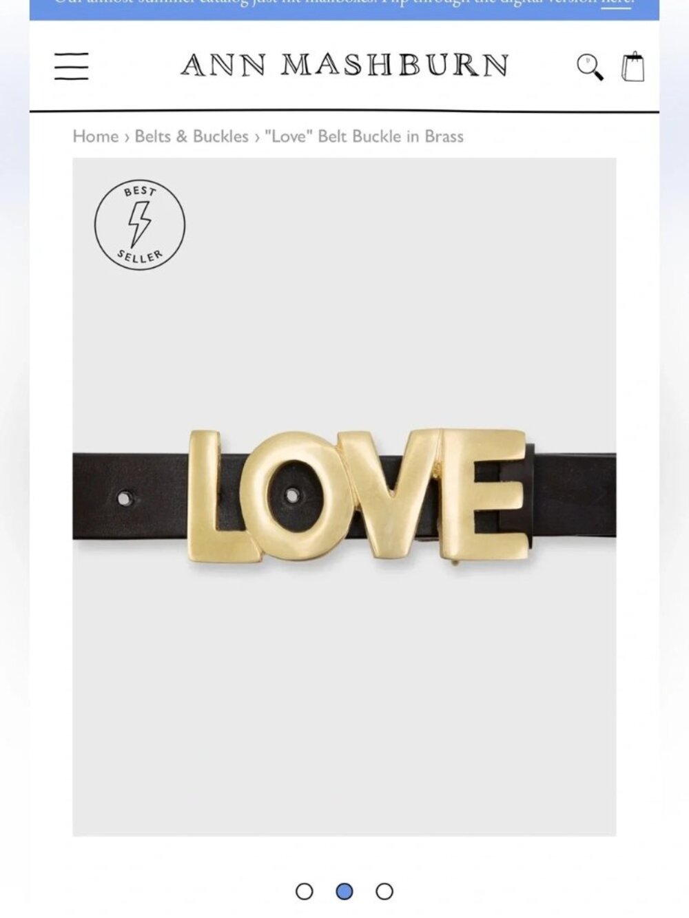 ANN MASHBURN Brass LOVE Belt Buckle Brand New in Packaging Belt not included